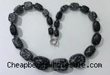 CGN132 22 inches 10*14mm - 20*30mm nuggets snowflake obsidian necklaces