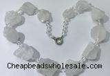 CGN140 19.5 inches 10*14mm - 20*30mm nuggets white crystal necklaces