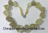 CGN142 19.5 inches 10*14mm - 20*30mm nuggets lemon quartz necklaces