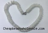 CGN170 20 inches 7*12mm - 9*12mm tyre matte white crystal necklaces