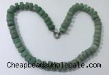 CGN180 20 inches 7*12mm - 9*12mm tyre matte green aventurine necklaces