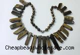 CGN195 23 inches 8*20mm - 11*60mm yellow tiger eye stick necklaces