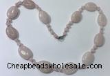 CGN200 22 inches 6mm round & 18*25mm oval rose quartz necklaces