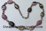 CGN202 22 inches 6mm round & 18*25mm oval rhodonite necklaces