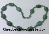 CGN209 22 inches 6mm round & 18*25mm oval green aventurine necklaces