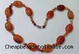 CGN218 22 inches 6mm round & 18*25mm oval agate necklaces