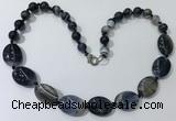 CGN251 20.5 inches 8mm round & 18*25mm oval agate necklaces