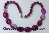 CGN253 20.5 inches 8mm round & 18*25mm oval agate necklaces