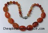 CGN254 20.5 inches 8mm round & 18*25mm oval agate necklaces