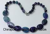 CGN255 20.5 inches 8mm round & 18*25mm oval agate necklaces