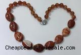 CGN260 20.5 inches 8mm round & 18*25mm flat teardrop agate necklaces