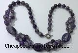 CGN291 24.5 inches chinese crystal & amethyst beaded necklaces