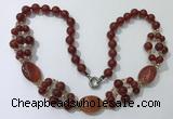 CGN293 24.5 inches chinese crystal & red agate beaded necklaces