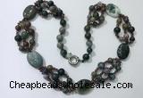 CGN296 24.5 inches chinese crystal & Indian agate beaded necklaces