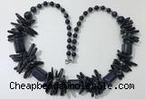 CGN305 27.5 inches chinese crystal & blue goldstone beaded necklaces