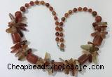 CGN306 27.5 inches chinese crystal & red agate beaded necklaces