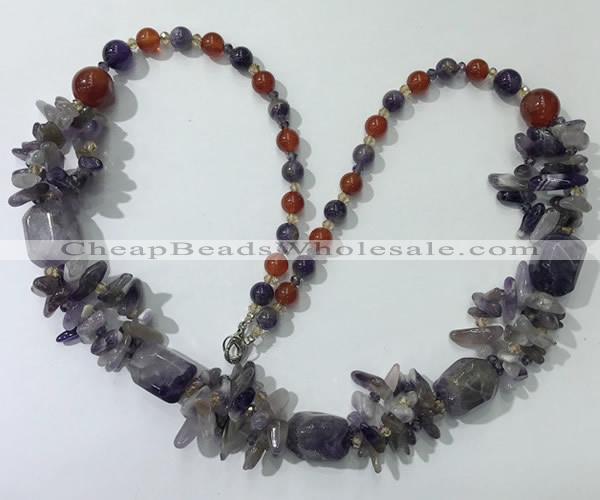 CGN310 27.5 inches chinese crystal & mixed gemstone beaded necklaces