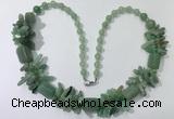 CGN312 27.5 inches chinese crystal & green aventurine beaded necklaces