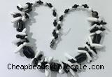 CGN317 chinese crystal, white porcelain & black agate beaded necklaces