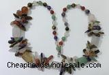 CGN318 27.5 inches chinese crystal & mixed gemstone beaded necklaces