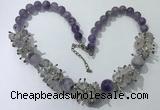 CGN351 19.5 inches chinese crystal & light amethyst beaded necklaces