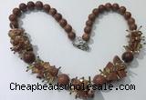 CGN359 19.5 inches chinese crystal & goldstone beaded necklaces