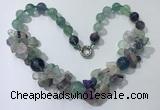 CGN371 19.5 inches round & chips fluorite beaded necklaces