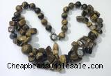 CGN373 19.5 inches round & chips yellow tiger eye beaded necklaces