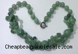 CGN380 23 inches round & chips green aventurine beaded necklaces