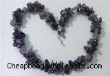 CGN403 19.5 inches chinese crystal & amethyst chips beaded necklaces