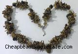 CGN416 19.5 inches chinese crystal & yellow tiger eye chips beaded necklace