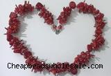 CGN419 19.5 inches chinese crystal & coral chips beaded necklaces