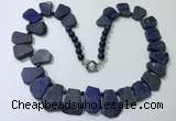 CGN432 20 inches freeform lapis lazuli gemstone beaded necklaces