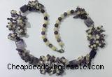 CGN451 25.5 inches chinese crystal & mixed gemstone beaded necklaces