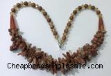 CGN464 22 inches chinese crystal & goldstone beaded necklaces