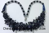 CGN465 22 inches chinese crystal & blue goldstone beaded necklaces