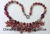 CGN479 21.5 inches chinese crystal & striped agate beaded necklaces