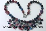 CGN486 21.5 inches chinese crystal & striped agate beaded necklaces