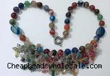 CGN488 21.5 inches chinese crystal & striped agate beaded necklaces