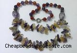 CGN519 23.5 inches chinese crystal & mixed gemstone beaded necklaces