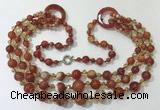 CGN625 24 inches chinese crystal & striped agate beaded necklaces