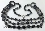 CGN631 24 inches chinese crystal & striped agate beaded necklaces