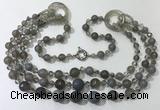 CGN638 24 inches chinese crystal & striped agate beaded necklaces