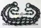 CGN642 24 inches chinese crystal & striped agate beaded necklaces