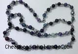 CGN663 22 inches chinese crystal & striped agate beaded necklaces