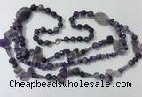 CGN680 23.5 inches chinese crystal & amethyst beaded necklaces