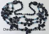 CGN683 23.5 inches chinese crystal & blue goldstone beaded necklaces