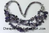 CGN697 22.5 inches chinese crystal & amethyst beaded necklaces