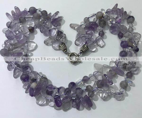 CGN710 22 inches fashion 3 rows amethyst beaded necklaces