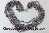 CGN724 19.5 inches stylish 6 rows amethyst & citrine chips necklaces